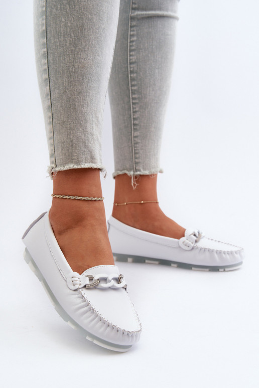 mocassini da donna con ornamenti colore bianco S.Barski LR339
