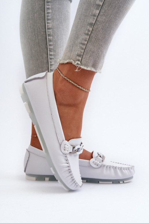 mocassini da donna con ornamenti colore bianco S.Barski LR339