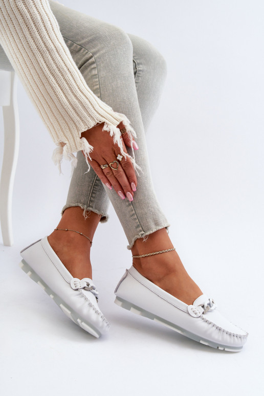 mocassini da donna con ornamenti colore bianco S.Barski LR339