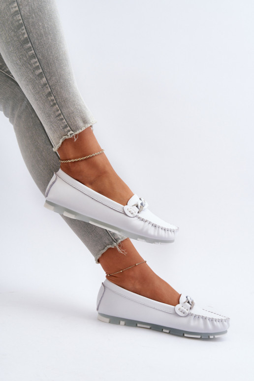 mocassini da donna con ornamenti colore bianco S.Barski LR339
