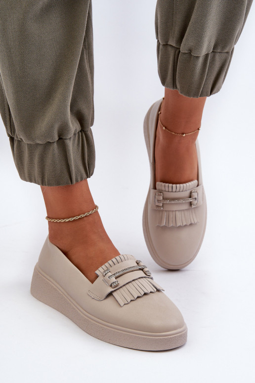 mocassini da donna con plateau beige S.Barski LR590