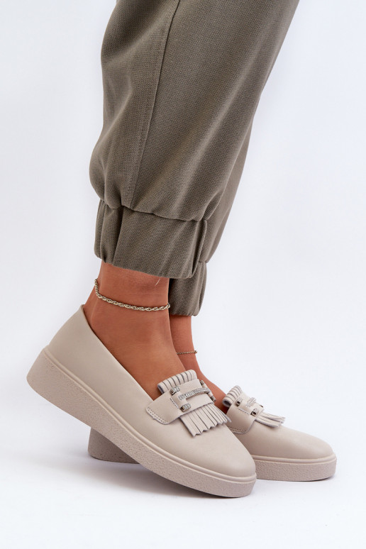 mocassini da donna con plateau beige S.Barski LR590