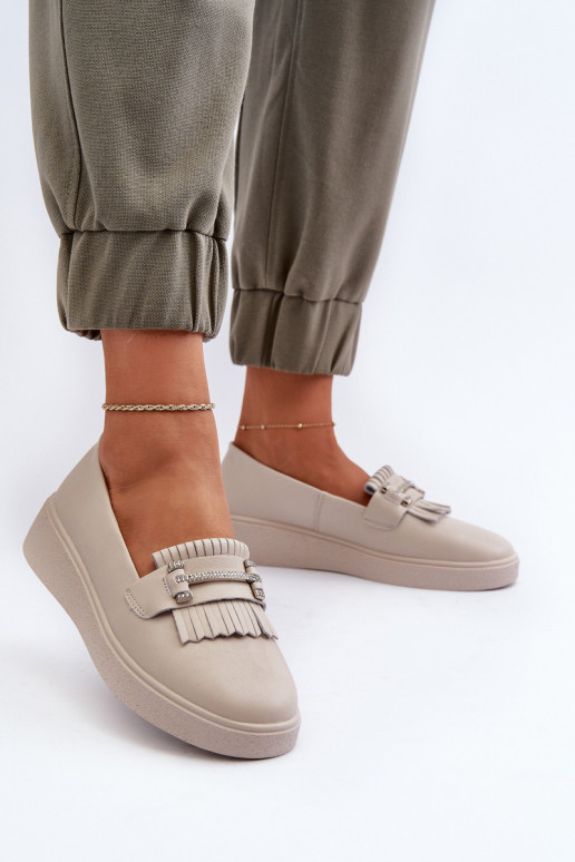 mocassini da donna con plateau beige S.Barski LR590