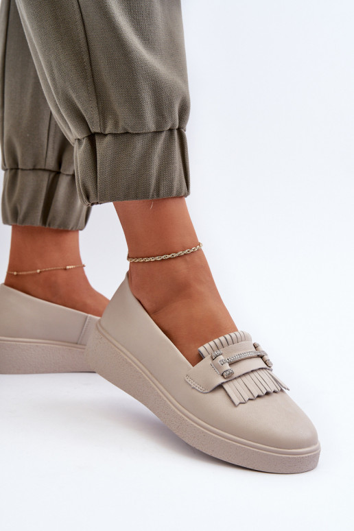 mocassini da donna con plateau beige S.Barski LR590