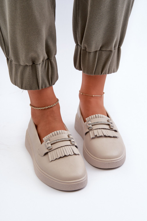 mocassini da donna con plateau beige S.Barski LR590