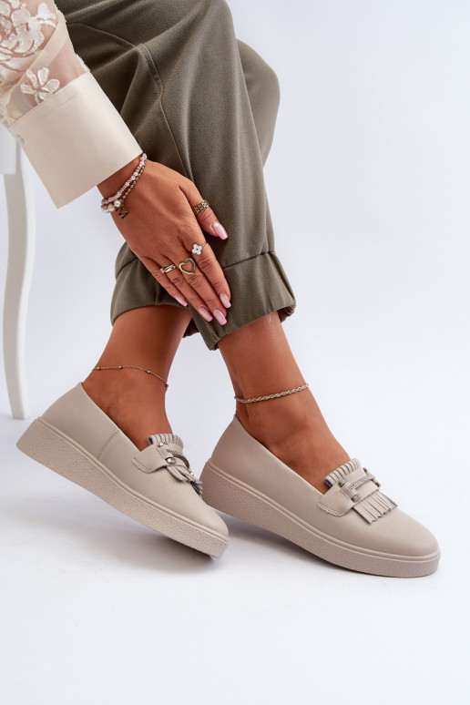 mocassini da donna con plateau beige S.Barski LR590