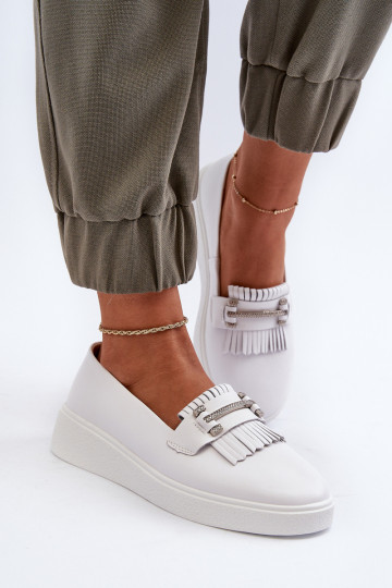 mocassini da donna con plateau colore bianco S.Barski LR590