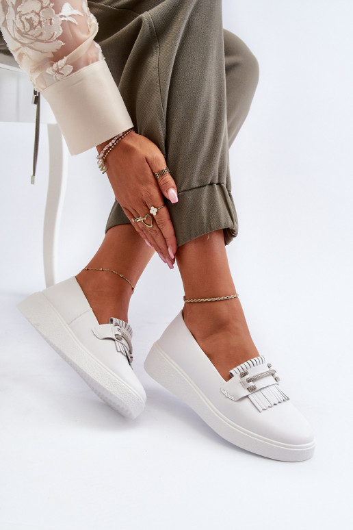 mocassini da donna con plateau colore bianco S.Barski LR590