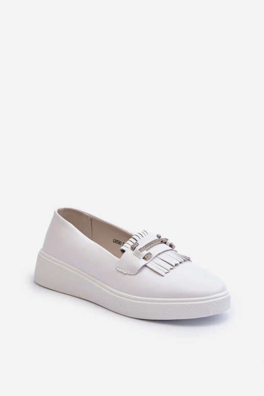 mocassini da donna con plateau colore bianco S.Barski LR590