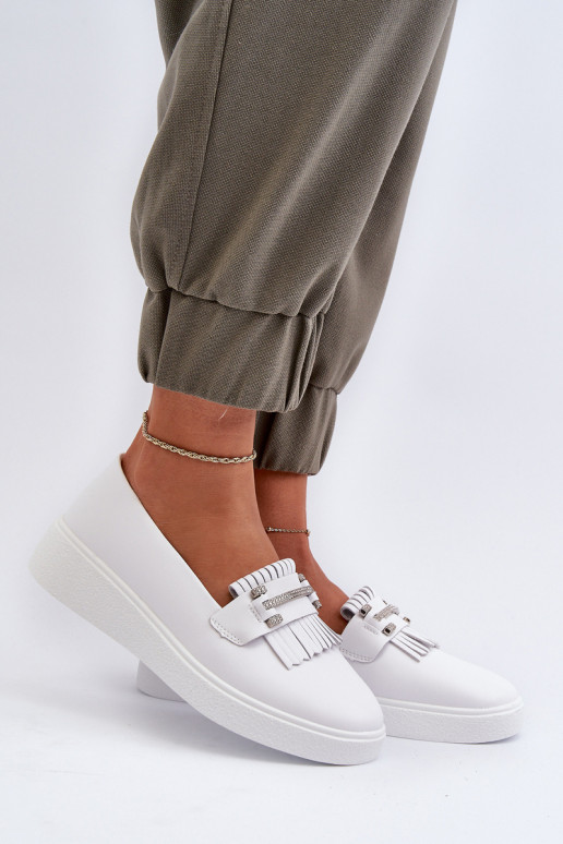 mocassini da donna con plateau colore bianco S.Barski LR590