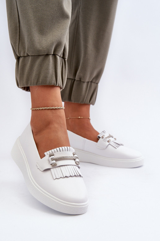 mocassini da donna con plateau colore bianco S.Barski LR590