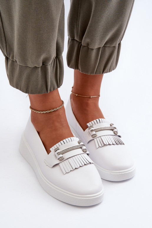 mocassini da donna con plateau colore bianco S.Barski LR590