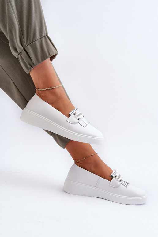 mocassini da donna con plateau colore bianco S.Barski LR590