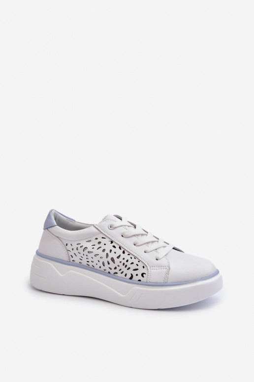 con elementi traforati Scarpe modello sneakers con plateau in colore bianco Peilaeno