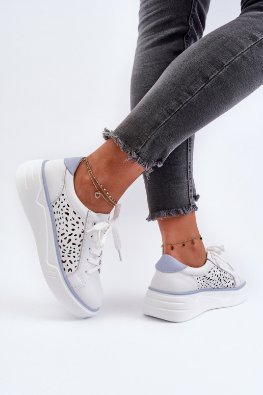 con elementi traforati Scarpe modello sneakers con plateau in colore bianco Peilaeno