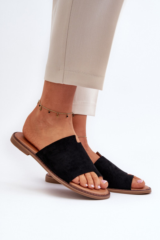 pantofole in pelle scamosciata colore nero Amite
