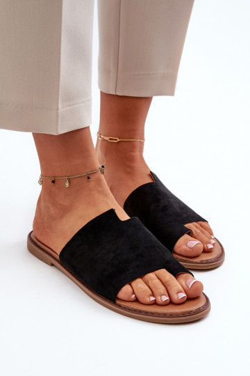 pantofole in pelle scamosciata colore nero Amite 2
