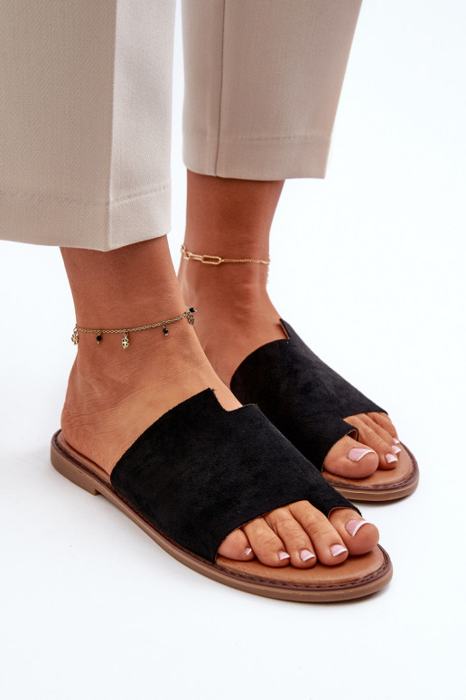 pantofole in pelle scamosciata colore nero Amite