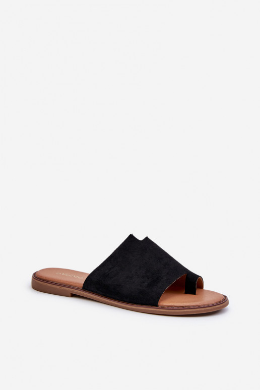 pantofole in pelle scamosciata colore nero Amite