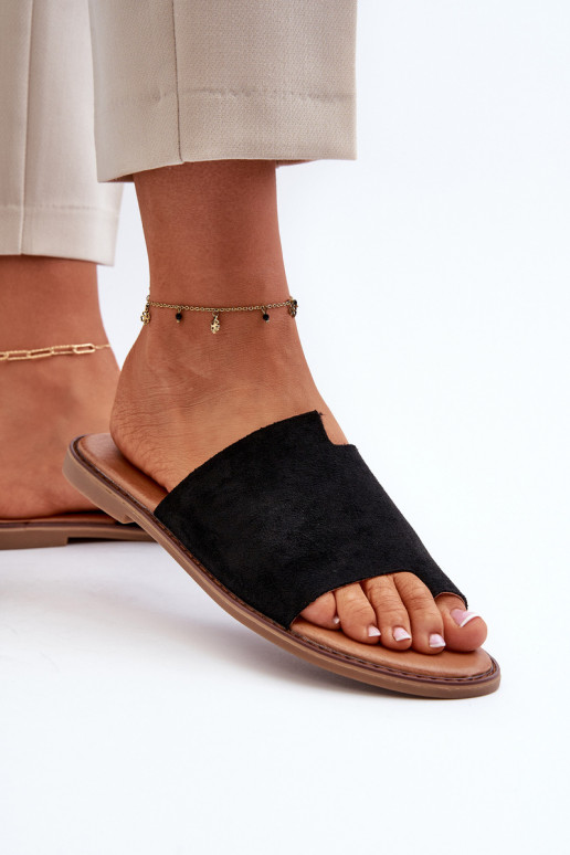 pantofole in pelle scamosciata colore nero Amite