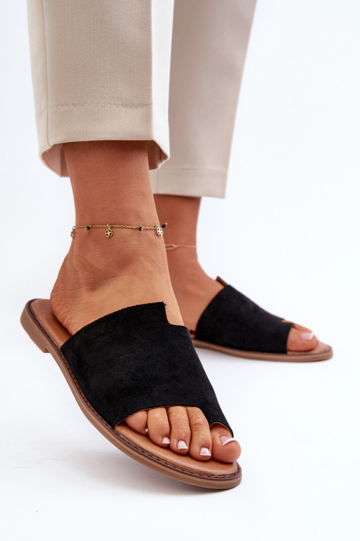 pantofole in pelle scamosciata colore nero Amite