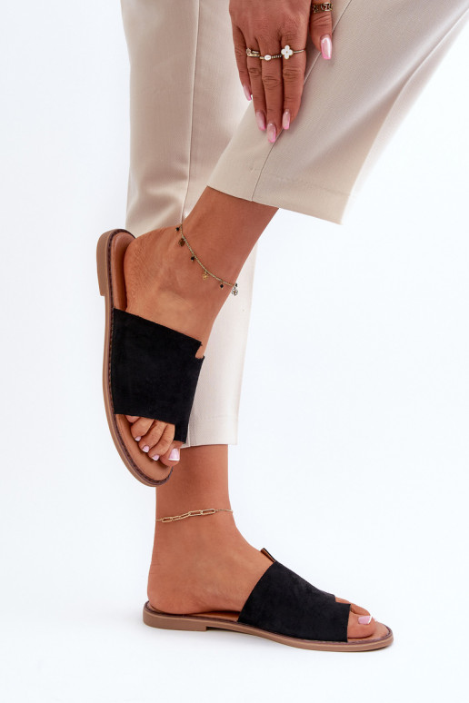 pantofole in pelle scamosciata colore nero Amite