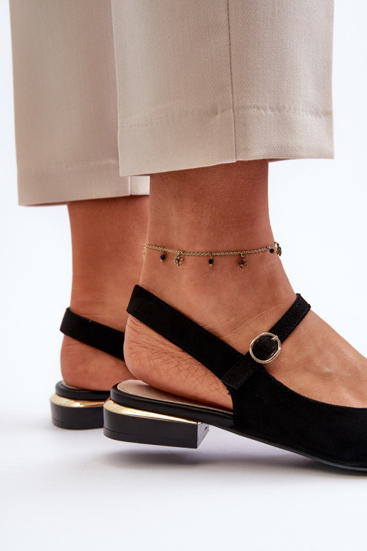 Sergio Leone SK831 Ballerine nere con punta aperta e tacco basso