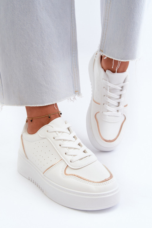 Scarpe modello sneakers con plateau in colore bianco Tessama