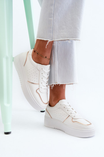 Scarpe modello sneakers con plateau in colore bianco Tessama 2