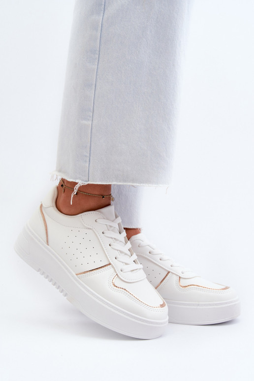 Scarpe modello sneakers con plateau in colore bianco Tessama
