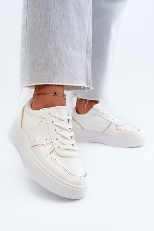 Scarpe modello sneakers con plateau in colore bianco Tessama