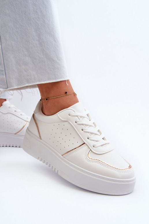 Scarpe modello sneakers con plateau in colore bianco Tessama