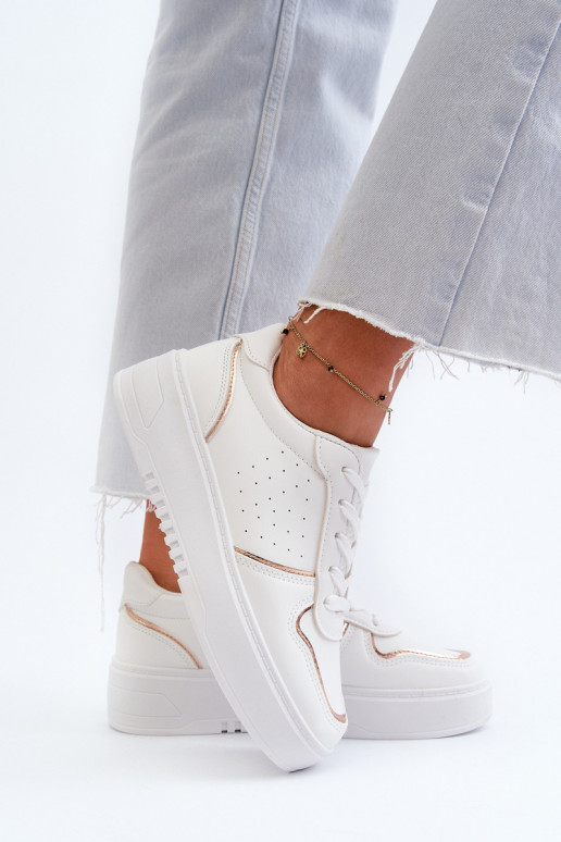 Scarpe modello sneakers con plateau in colore bianco Tessama