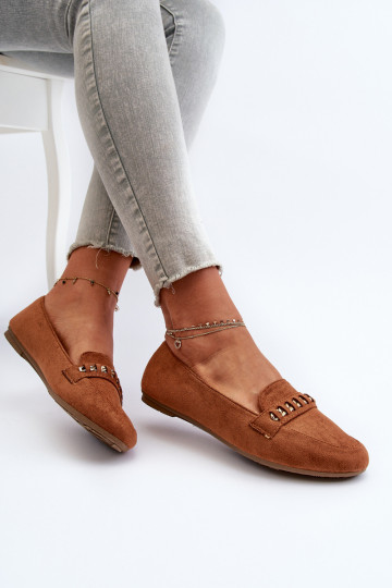 Mocassini lucidi con catene in Aredilla marrone 2