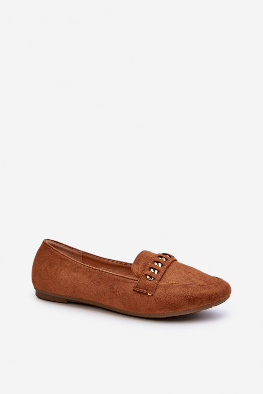 Mocassini lucidi con catene in Aredilla marrone