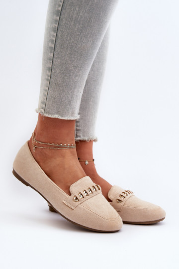 Mocassini scintillanti con catene in Aredilla beige 2