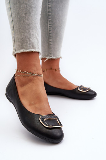 Ballerine con ornamenti in ecopelle nere Enicoria