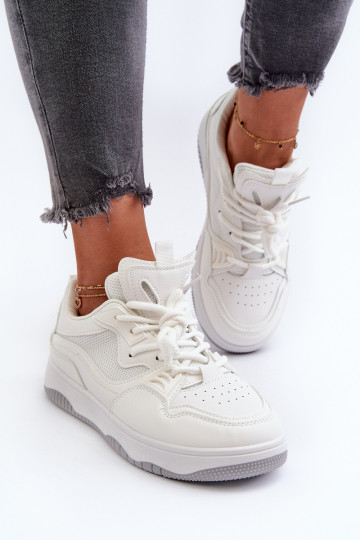 Scarpe modello sneakers con plateau in colore bianco Etnaria