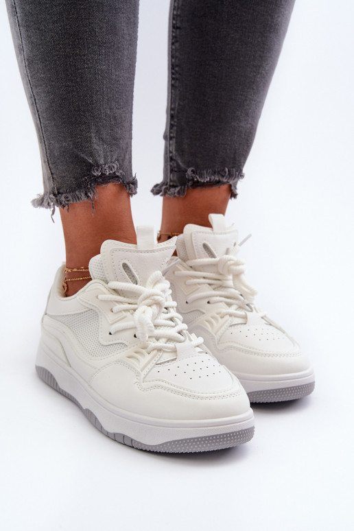 Scarpe modello sneakers con plateau in colore bianco Etnaria