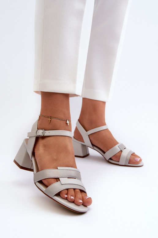 Sandali con tacco da donna realizzati in eco pelle Sergio Leone SK894 colore grigio