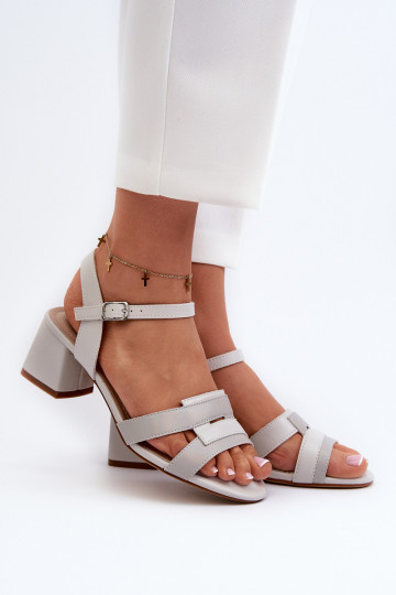 Sandali con tacco da donna realizzati in eco pelle Sergio Leone SK894 colore grigio 2
