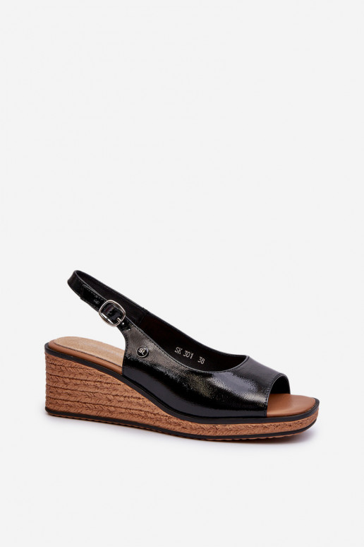 Sandali platform effetto lacca Sergio Leone SK301 colore nero