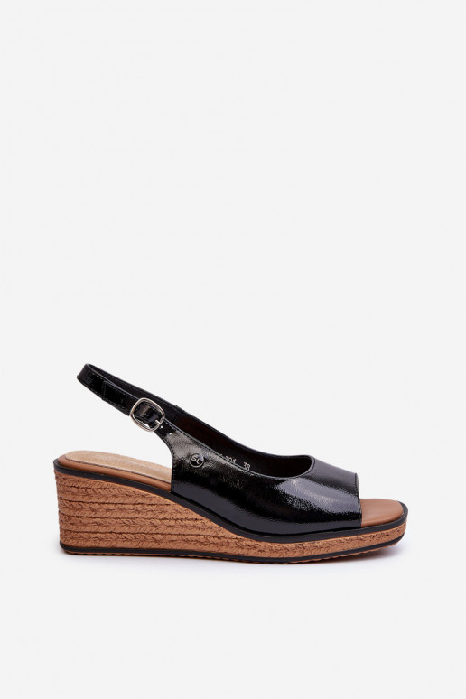 Sandali platform effetto lacca Sergio Leone SK301 colore nero