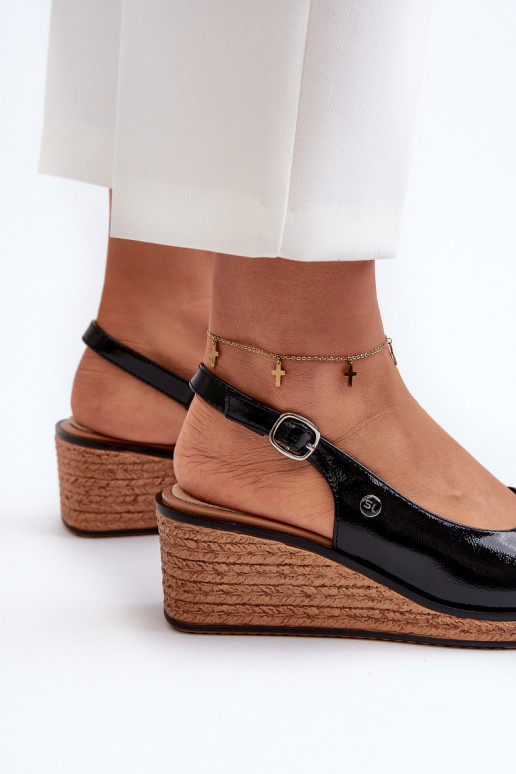 Sandali platform effetto lacca Sergio Leone SK301 colore nero