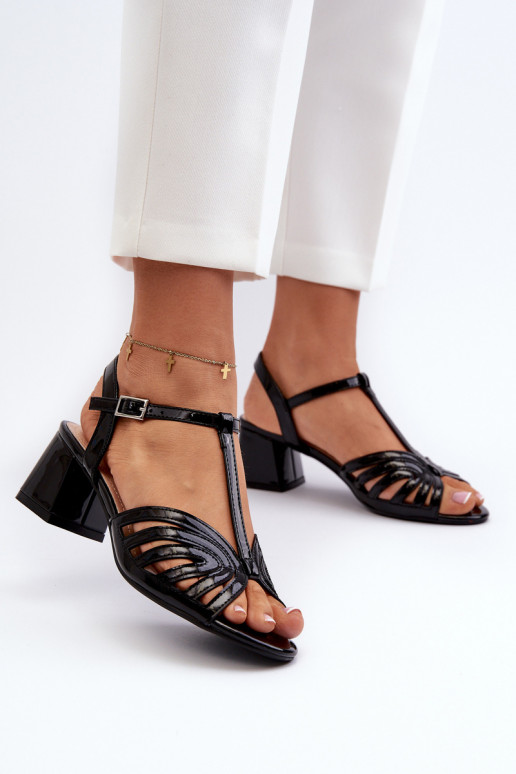 con effetto lacca Sandali eleganti con tacco Sergio Leone SK880 colore nero