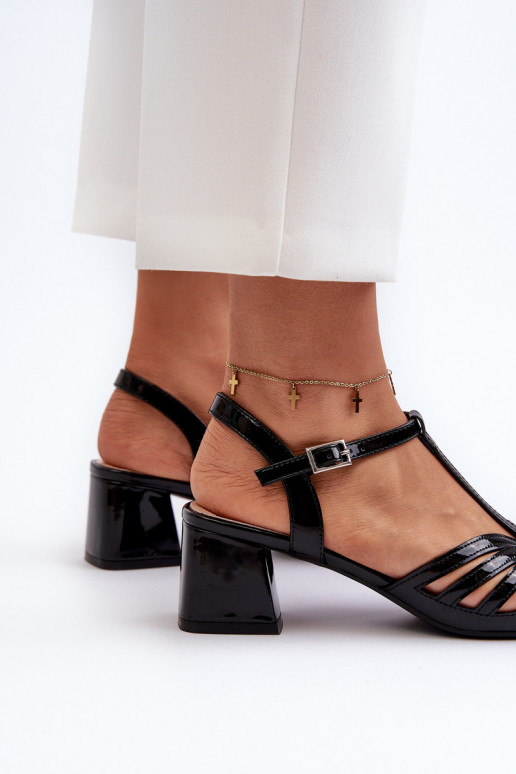 con effetto lacca Sandali eleganti con tacco Sergio Leone SK880 colore nero