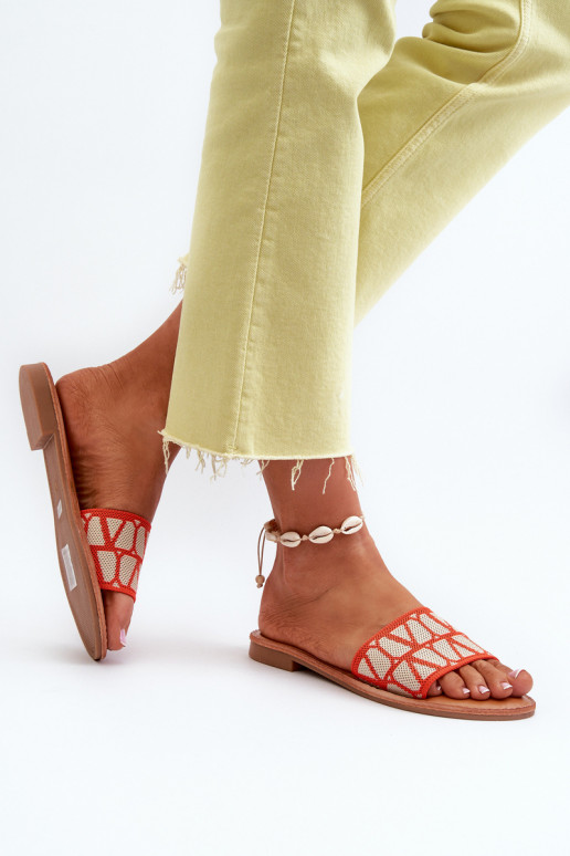 Infradito da donna con tacco largo nel colore arancione Traivea Infradito da donna con tacco largo nel colore arancione Traivea