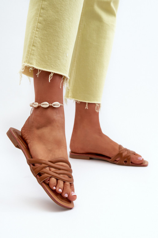 Ciabatte da donna Eko con tacco largo colore marrone Moldela Ciabatte da donna Eko con tacco largo colore marrone Moldela