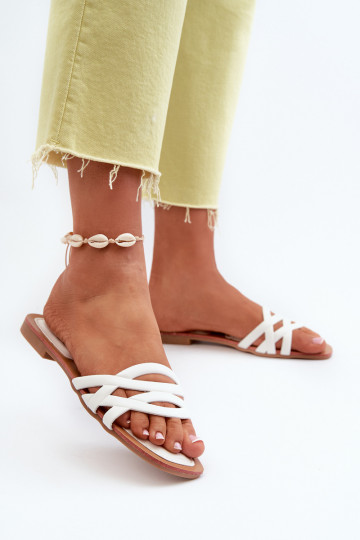 Ciabatte da donna Eko con tacco largo in colore bianco Moldela 2