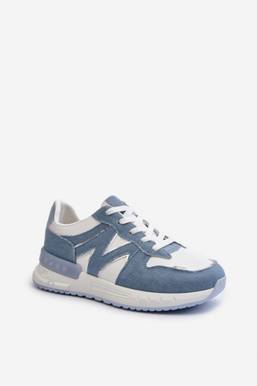 Materiale jeans Scarpe modello sneakers realizzate in eco pelle colore blu Kaimans